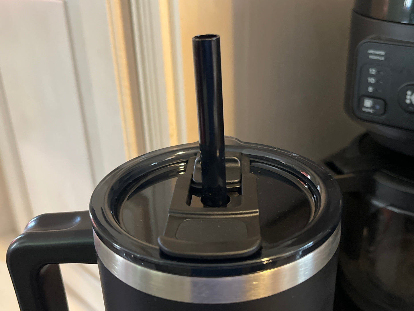 40oz Black Tumbler with straw