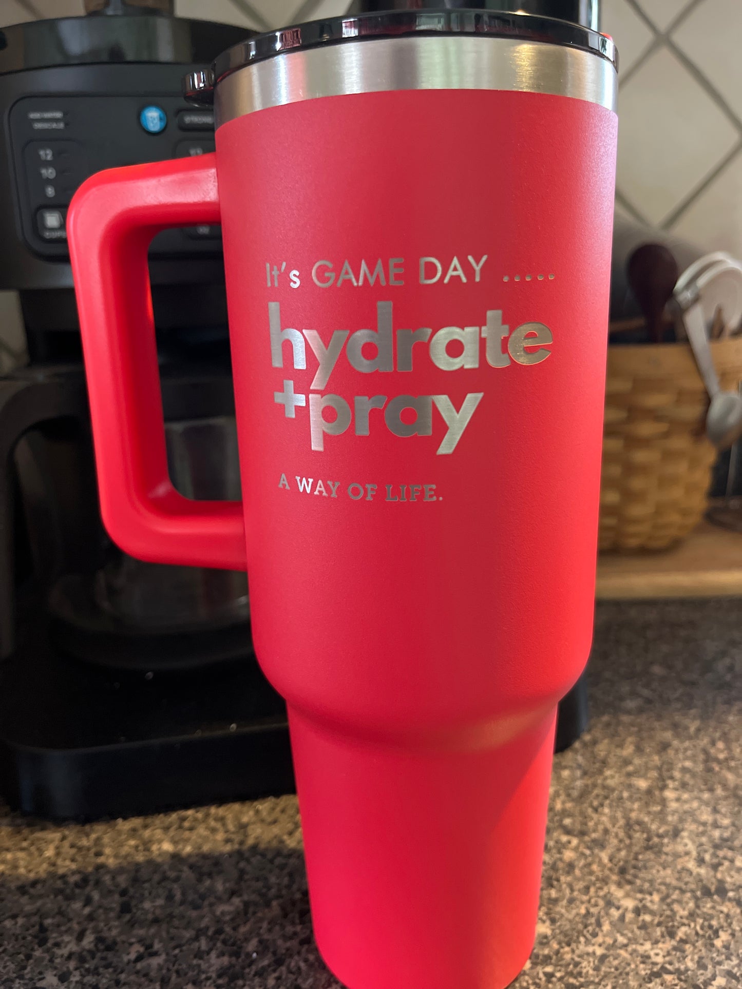 40oz Red Tumbles with straw