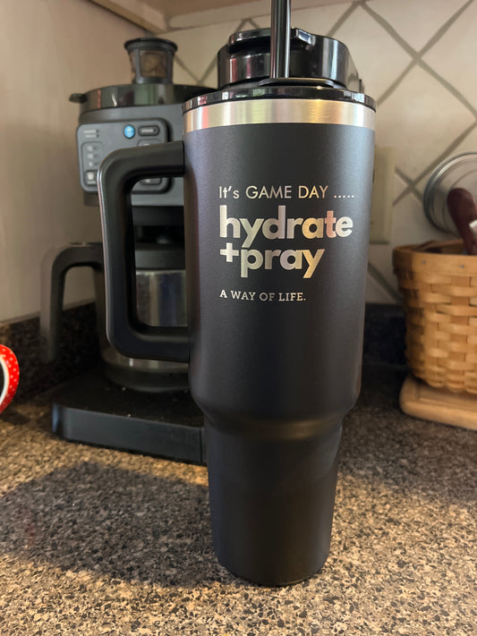 40oz Black Tumbler with straw