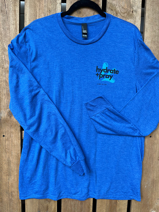 Large, Hydrate+Pray logo, long sleeve blue shirt